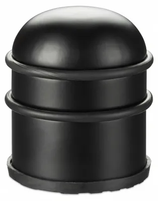 Produktbild von 4 x Türstopper, für Türen & Fenster, Türbremse aus Edelstahl & Gummi, hoch & rund, innen, Bodenpuffer, ∅ 7 cm, schwarz