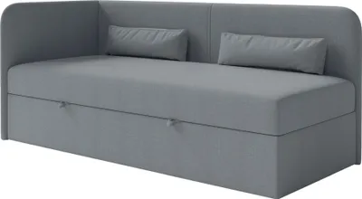 Produktbild von Selsey Calmmo – Jugendbett 90x200 mit Bettkasten, Chenille-Bezug, Kopfteil links, Dunkelgrau