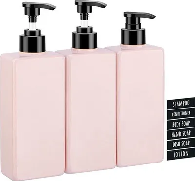 Image de Bouteilles roses de 400 ml pour shampoing et savon