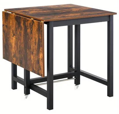 Image de Table pliante – Table de cuisine gain de place – Plateau en bois massif