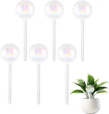 Produktbild von Unyqoos® Set 6 Glas-Bewässerungskugeln – automatische Pflanzenbewässerung für Innen & Außen, transparente Glaskugeln zur Selbstbewässerung von Topf- und Gartenpflanzen
