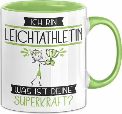 Produktbild von Leichtathletin Geschenk Tasse Ich Bin Leichtathletin Was Ist Deine Superkraft Geschenkidee Lustig Geburtstag Weihnachten (Grün)