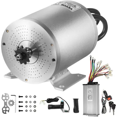 Productafbeelding van Borstelloze motor, 48 V, 2000 W, borstelloze gelijkstroommotor, hoge snelheid, 4300 tpm, aluminiumlegering, met snelheidsregelaar, geschikt voor motorfietsen, elektrische fietsen