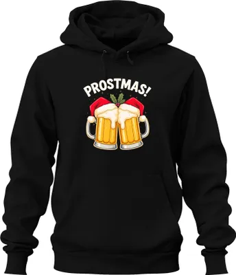 Produktbild von Prostmas Bierkrug Weihnachtsmann Bier Weihnachten lustig Geschenk Uni Hoodie Kapuzenpullover, Schwarz, XL