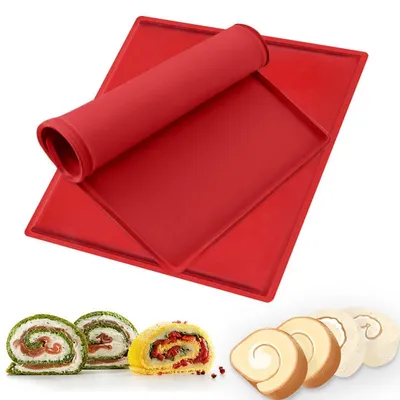 Image de Tapis de cuisson en silicone, 2 pièces, antiadhésif, 31x26 cm, rouge