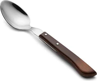 Produktbild von Mittags- oder Frühstückslöffel - Löffel aus Edelstahl 18/10 - komprimierter Holzgriff Farbe braun