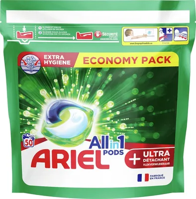 Produktbild von Ariel All-in-1-Waschmittel-Pods + Ultra-Fleckenentferner – 2 x 50 Wäschen – Vorteilspaket