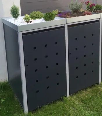 Produktbild von Müllbox Mülltonnenbox für 2 Mülltonnen (120L / 240L) aus Metall