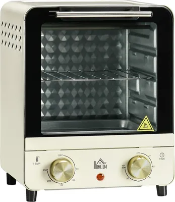 Obrázek produktu pro Mini trouba 15L, časovač na 1 hodinu, 60-230°C, trouba na pizzu s cirkulujícím vzduchem, 1000 W, mini trouba se sadou pečicích plechů, plech na drobky, krémově bílá