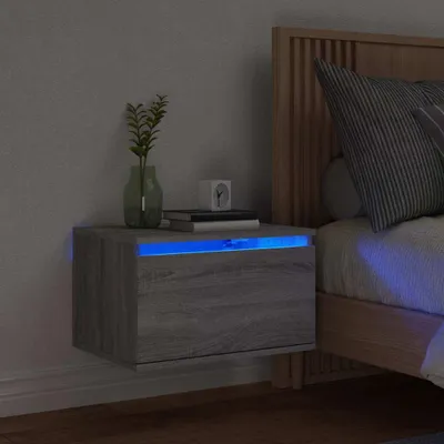 Produktbild von vidaXL Wand-Nachttisch mit LED-Leuchten Grau Sonoma