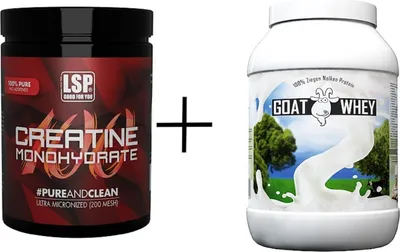 Produktbild von LSP  Creatine Monohydrat (500g) +GOAT WHEY Eiweiß (1800g), Neutral, PULVER