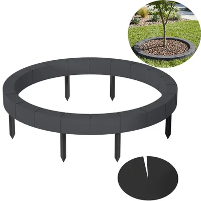Produktbild von TRMLBE Baumring Baumeinfassung 60 cm, Anthrazit Rasenkante Baumumrandung aus PP Kunststoff, Wetterfest & UV-beständig, Mit Vlies Unkrautschutz