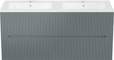Produktbild von Badezimmer-Wandschrank mit Einbaubecken - Rillengrau - 120 cm - PAVANI