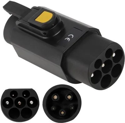 Productafbeelding van EV Laadkabel Adapter Type 2 Naar Type 1 - 7.4 kW - Zwart - Voor Elektrische Auto's