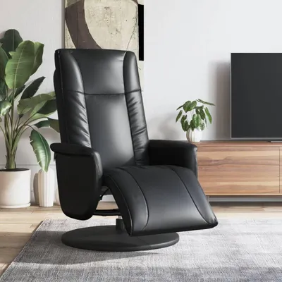Produktbild von Verstellbarer Sessel mit Fußstütze – Relaxsessel – Liegesessel – Drehsessel – Fernsehsessel – Schwarz, Kunstleder