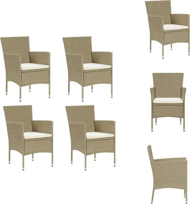 Produktbild von vidaXL Garten-Essstühle 4 Stk. Poly Rattan Beige -  Gartenstühle