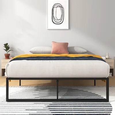 Metallbett 140x190 cm mit Stauraum, schwarz, 36 cm Höhe