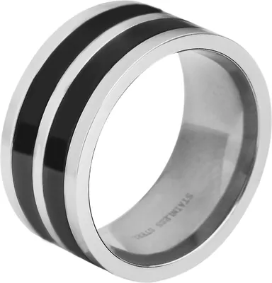 Produktbild von Akzent Herren-Ring aus Edelstahl, silberfarbig/ schwarz