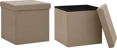 Produktbild von "2026 Aktion" Hocker mit Stauraum 2 Stk. Cappuccino-Braun PVC - 38x38x38cm - Hocker NeuMöbel238657