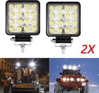 Obrázok produktu pre Yakimz obdĺžnikové LED pracovné svetlo IP67 vodotesné 12V 24V LED svetlomet pre nákladné vozidlá, offroad, SUV, ATV, traktor spätné svetlo 48W 2 kusy