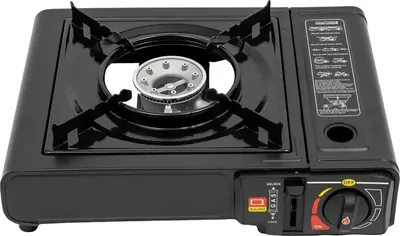 Produktbild von BBQ Gasgrill - Tragbarer Gasgrill - 2500 W Leistung - Fettauffangschale - Topfhalter - Tischgrill & Campingkocher - Schwarz