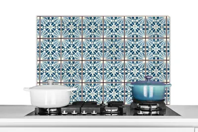 Obrázek produktu pro KitchenYeah® Kuchyňský splashback - Kuchyňský splashback - Ochrana stěny sporáku a dřezu - Modrý - Vzor - Obklady 90x60 - Alu-Dibond (alternativa ke skleněnému splashbacku) - Tepelně odolný - Splashback na sporák - Kuchyňský splashback