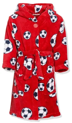 Produktbild von Playshoes Jungen Fleece Fußball Bademantel, Rot (Rot 8), 74/80