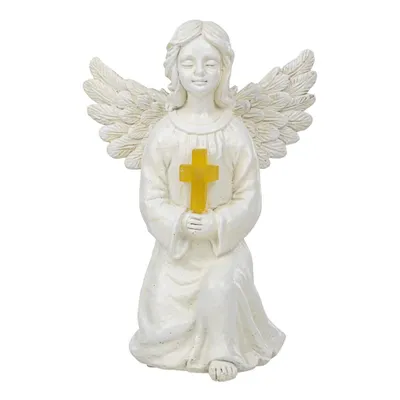 Zdjęcie produktu dla Figurka anioła – dekoracja ogrodowa, figurki ogrodowe na energię słoneczną, oświetlenie zewnętrzne LED, 22x16 cm, anioł stróż na grób