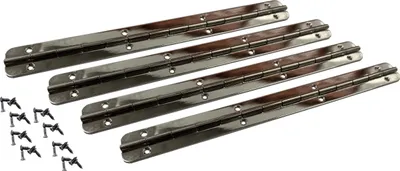 Produktbild von Set von 4 extra langen Scharnieren (Klavierscharnier, Silber, einschließlich Schrauben)