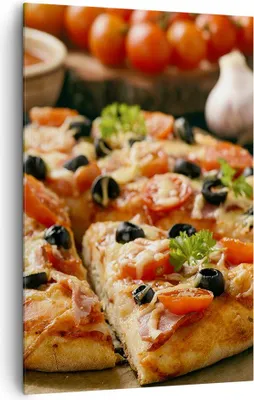 Produktbild von Bild auf Leinwand - Leinwandbild - Einteilig - Pizza Käse Tomaten - 80x120cm - Wand Bild - Wanddeko - Wandbilder - Leinwanddruck - Wanddekoration - Leinwand bilder - Wandbild - PA80x120-3907