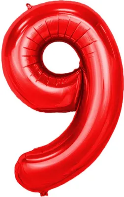Image de Ballon en plastique nombre 9, environ 100 cm, rouge