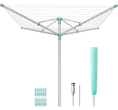 Produktbild von Wäscheständer LLR301E01V1, höhenverstellbar, 50 m Wäscheleine, silber/grün