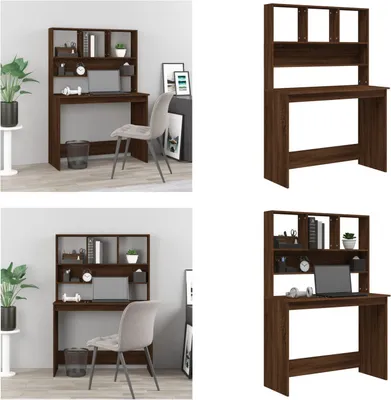 Produktbild von vidaXL Schreibtisch mit Regal Braun Eiche 102x45x148 cm Holzwerkstoff - Schreibtisch - Schreibtische - Bürotisch - Computertisch