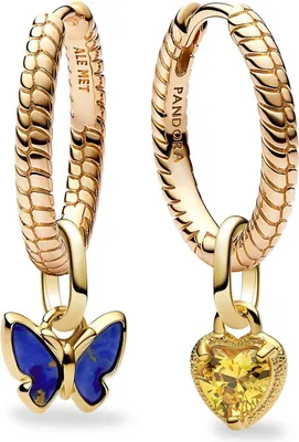 Pandora 28909 Damen-Schmuckset Creolen Schmetterling und Herz Goldfarben 1
