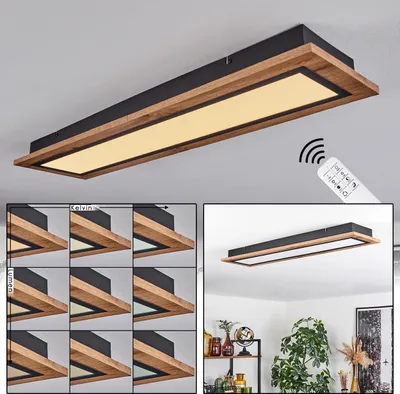 Produktbild von Vacil Deckenlampe aus Metall/MDF/Kunststoff in Schwarz/Holzoptik/Weiß