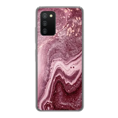 Produktbild von MuchoWow® Handyhülle Schutzhülle Hülle für Samsung Galaxy A03s Naturstein - Rosa - Glitter Silikon Softcase Handy Hülle - Schutz