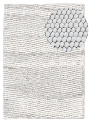 Produktbild von Wollteppich Calo weicher Filzkugel-Teppich Creme 160x230 cm für Wohnzimmer, Schlafzimmer & Kinderzimmer