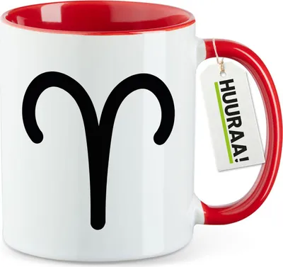 Produktbild von Huuraa Kaffeetasse Widder Sternzeichen Zeichen 330ml Rot Keramik Kaffeebecher Geschenkidee
