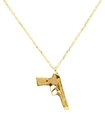 Produktbild von SuzanGold Goldkette Damen Echtgold „Born to die“ Kette 375 Gelbgold mit Pistole