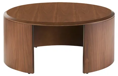 Produktbild von Miliboo - Runder Design-Couchtisch aus dunklem Walnussholz D80 cm ZAHRA