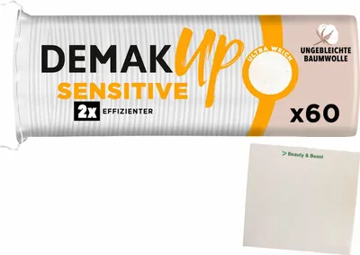 Produktbild von Demak Up Sensitive Wattepads (60 Baumwolle Pads) + usy Block
