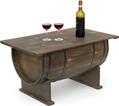 Produktbild von DanDiBo Couchtisch Holz Weinfass, Weinregal, Beistelltisch, Weinbar, Braun-Antik, B 0.8m H 0.43m T 0.5m, fertig montiert, Art-Nr. 5084