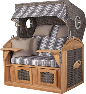 Produktbild von Strandkorb-Set - bene living - Borkum XL Teak - PE grau - Modell 522 - inkl. Liftersystem