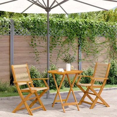 Produktbild von Maison Exclusive - 3-tlg. Bistro-Set Beige Polypropylen und Massivholz