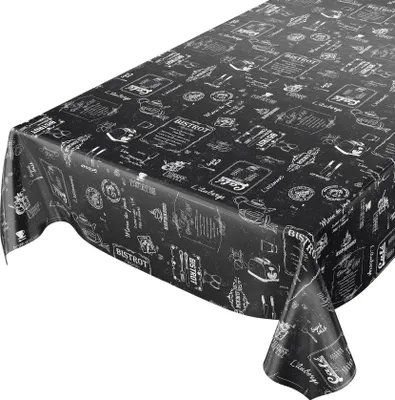 Produktbild von Tischdecke Wachstuch Essen Schwarz Robust Wasserabweisend Breite 140 cm Länge 100 cm