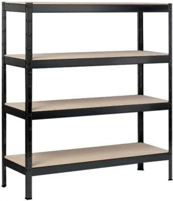 Produktbild von SCHULTE Regalwelt Schwerlastregal mit 4 Holzböden, 180x120x40 cm (HxBxT), Traglast pro Ebene ca. 150 Kg, schwarz-Struktur, Lagerregal, Kellerregal