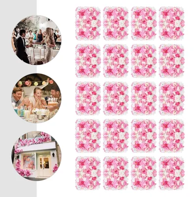 Produktbild von Künstliche Blumenwandpaneele - 20er-Pack - 40 x 60 cm - Dunkelrosa - Rosen, Hortensien und Dahlien - 3D - Für Hochzeit und Party