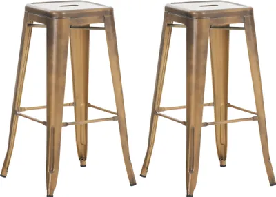 Produktbild von CLP 2er Set Barhocker Joshua aus Metall mit Fußstütze gold