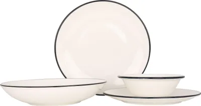 Immagine prodotto di Set di stoviglie Bonna (grande)  - Linea Black - 24 pezzi - 6 persone - Porcellana