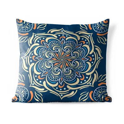 Obrázek produktu pro MuchoWow® Vnější polštář - Mandala - žlutá - bílá - vzory -50x50 cm- Odolnost proti povětrnostním vlivům - polštář do obývacího pokoje